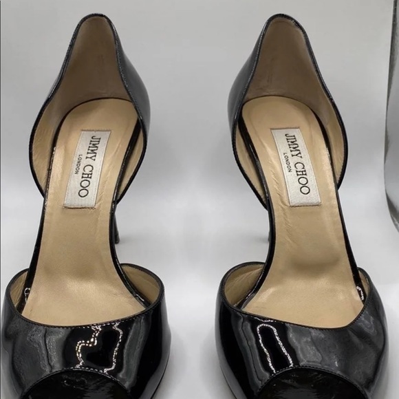 Jimmy Choo Dorsay Patent Black Heels - Picture 2 of 6